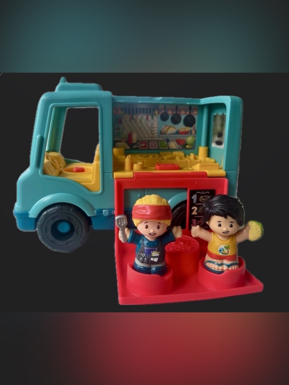 FISHER-PRICE - LITTLE PEOPLE SERVE IT UP  FOOD TRUCK - WITH 2 FIGURES